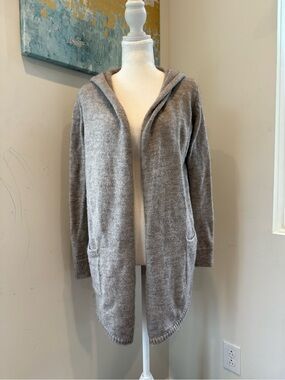 Massimo Dutti Hooded Open-Front Cardigan - Light Gray Size M
